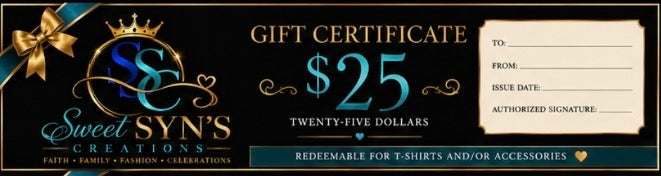 Gift Certificate Sweet Syn's Creations