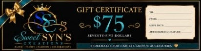 Gift Certificate Sweet Syn's Creations