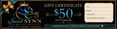 Gift Certificate Sweet Syn's Creations