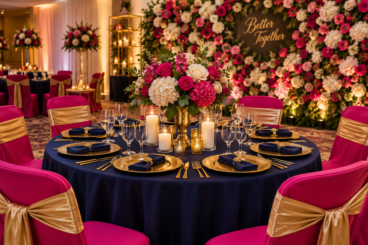 Navy, Cream & Hot Pink Event Setup